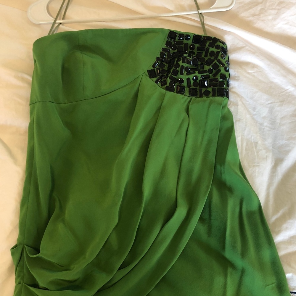 Green Silk Strapless Tibi Dress